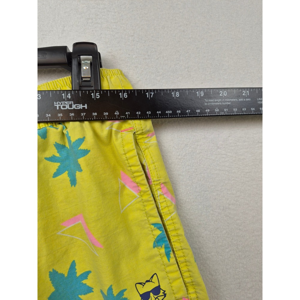 Party Pants Mens Yellow Palm Tree Retro Print Swim Trunks Board Shorts Size L - Picture 5 of 16